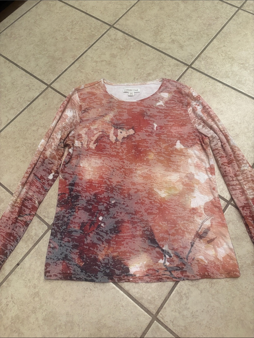 Coldwater Creek long sleeve abstract print shirt size small (6-8)